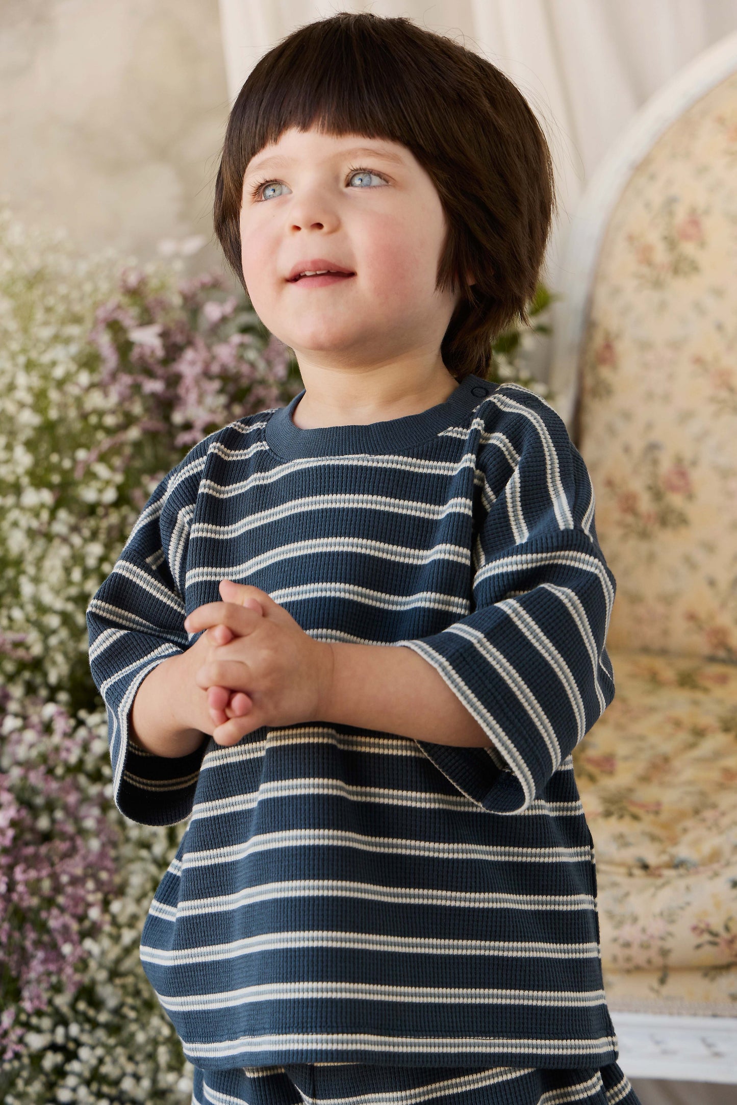 Organic Cotton Waffle Leith Tee - Dreamer Stripe Captain by Jamie Kay
