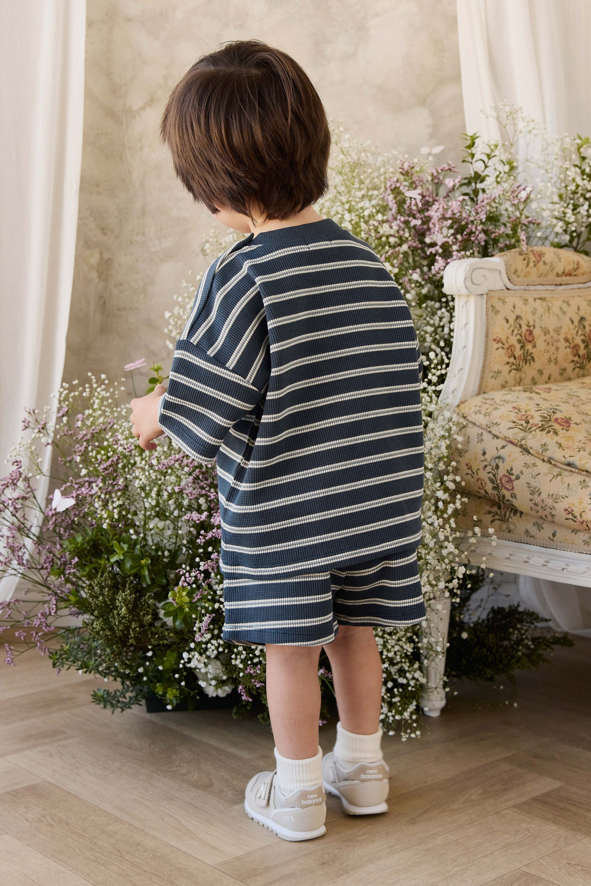 Organic Cotton Waffle Leith Tee - Dreamer Stripe Captain by Jamie Kay