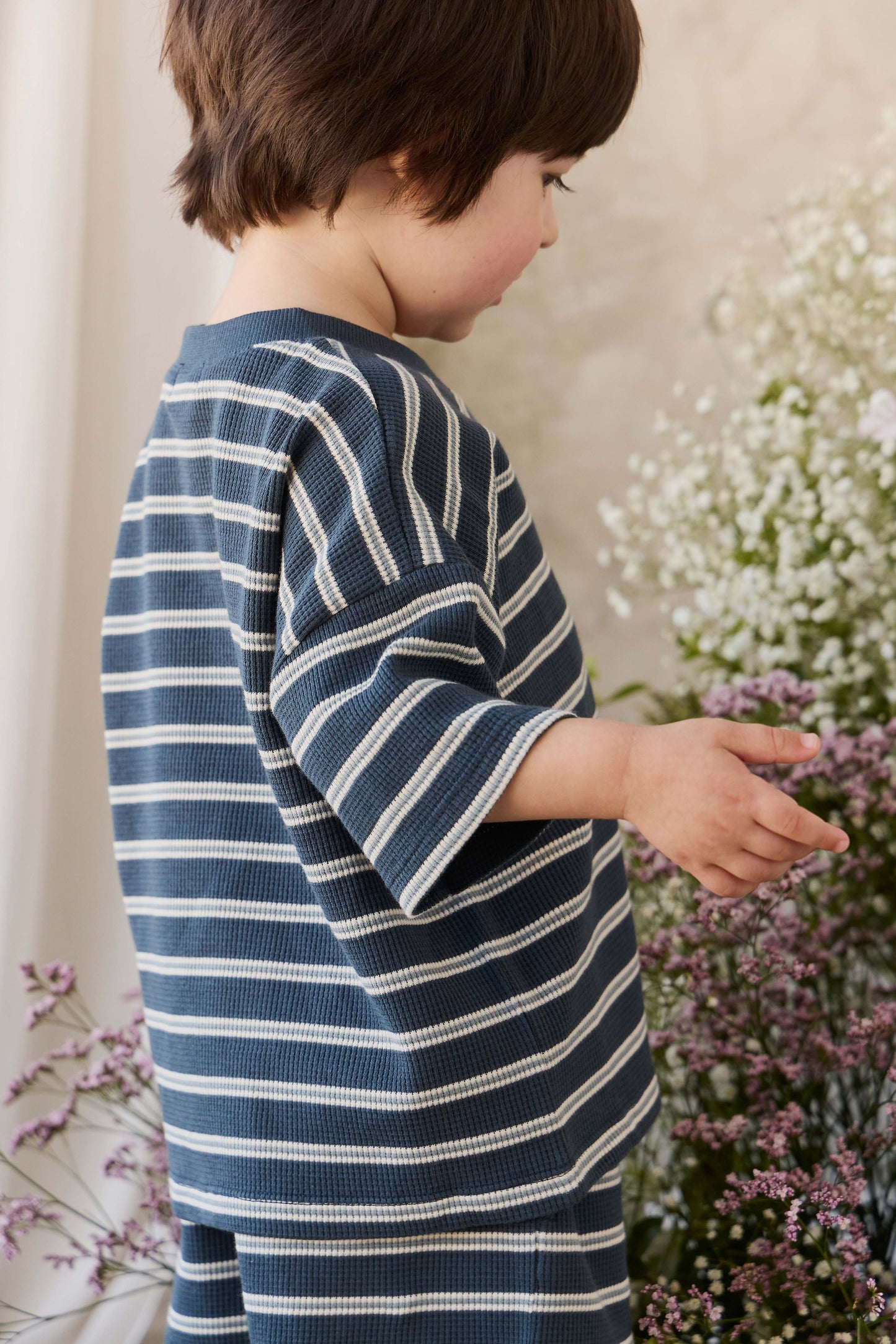 Organic Cotton Waffle Leith Tee - Dreamer Stripe Captain by Jamie Kay