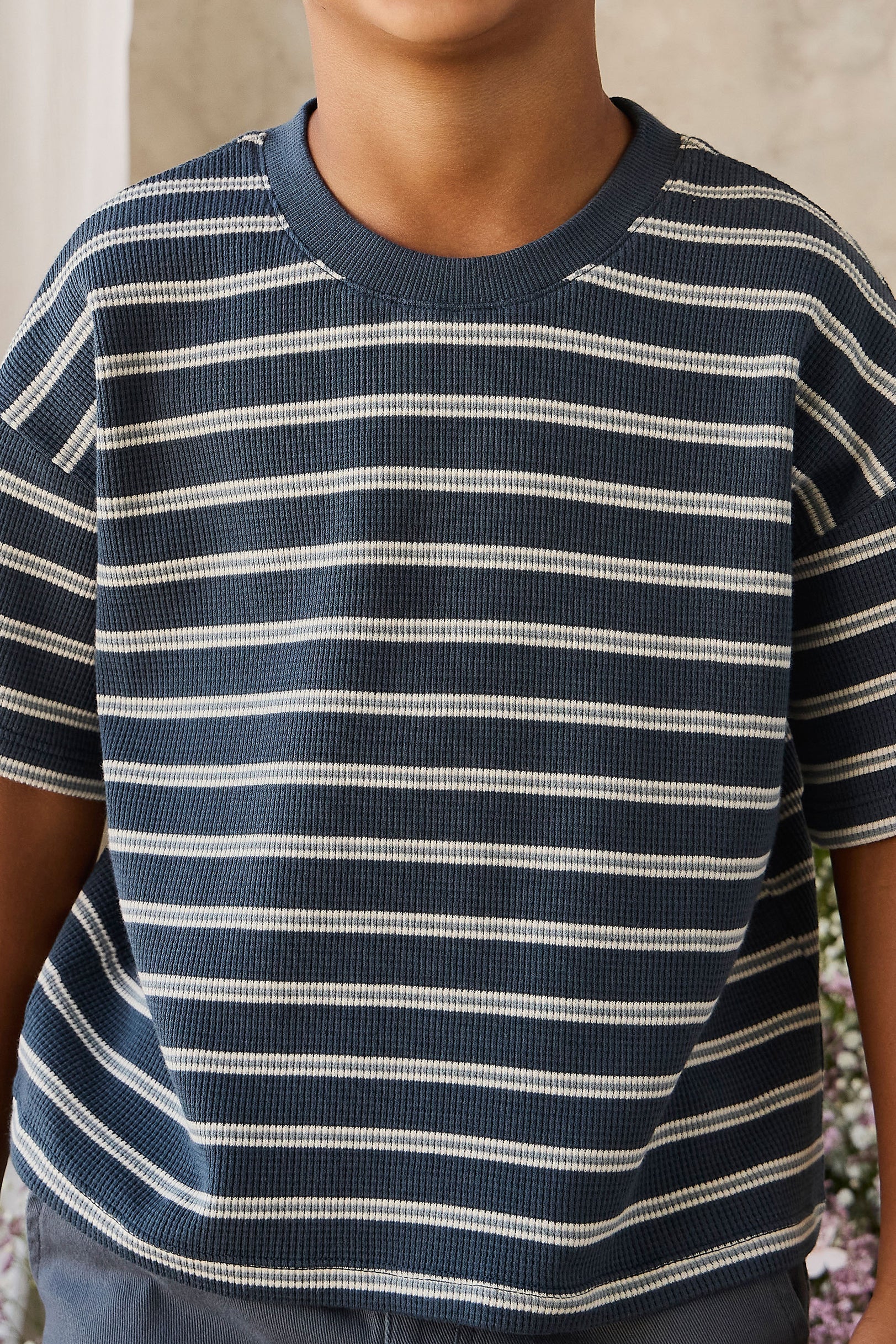 Organic Cotton Waffle Leith Tee - Dreamer Stripe Captain by Jamie Kay