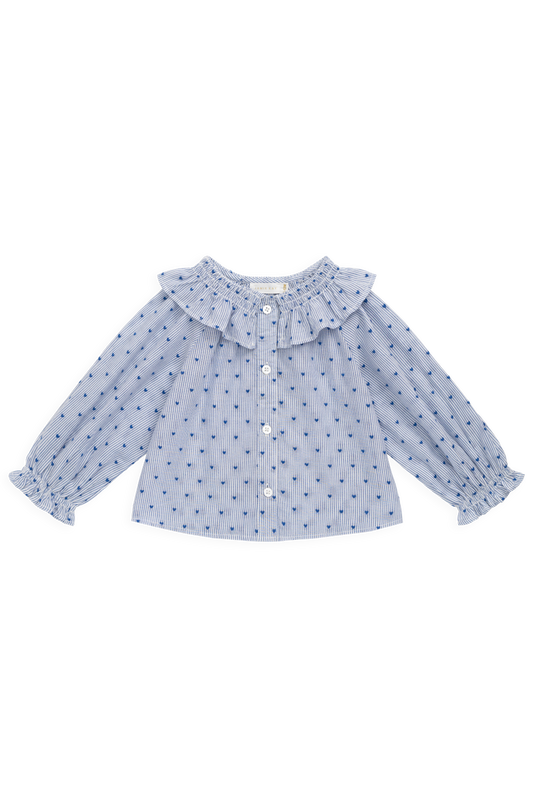 Organic Cotton Bellamy Blouse - Mon Amour Stripe Indigo by Jamie Kay