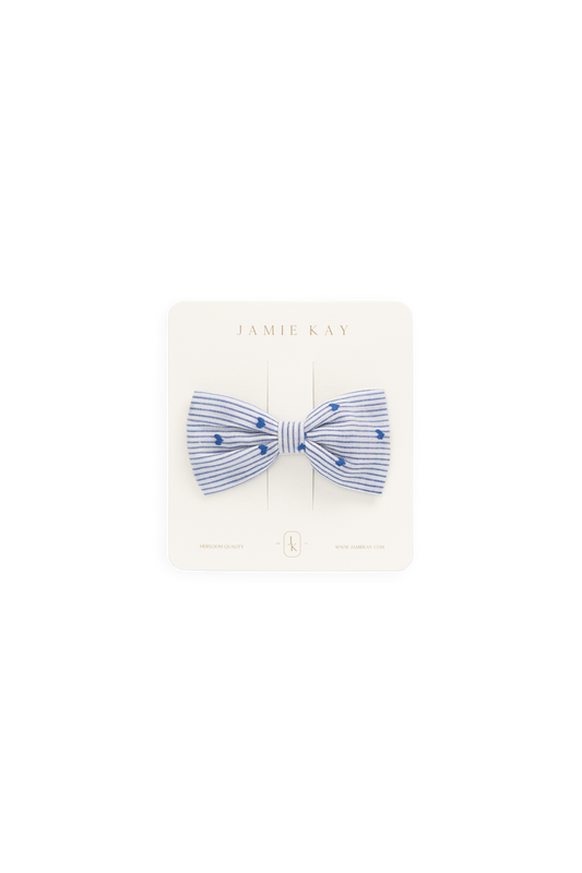 Organic Cotton Desiree Bow - Mon Amour Stripe Indigo by Jamie Kay