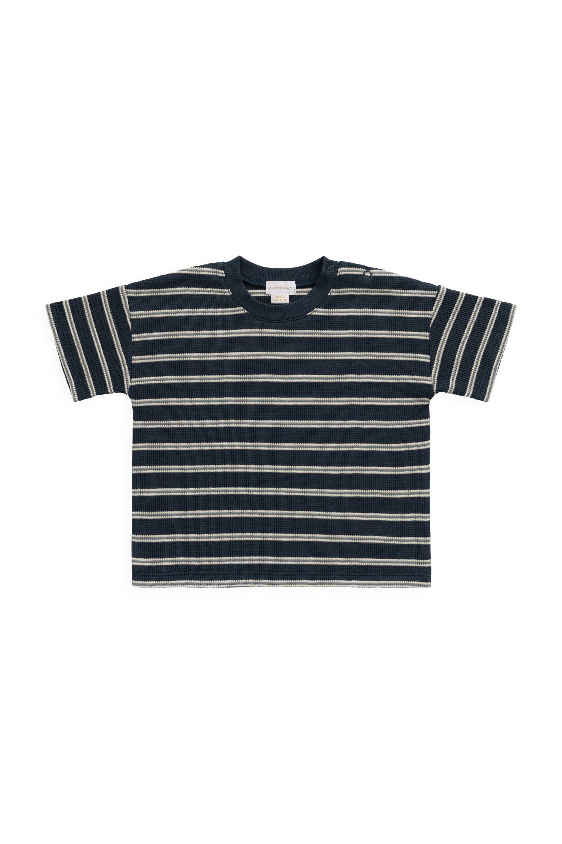 Organic Cotton Waffle Leith Tee - Dreamer Stripe Captain by Jamie Kay