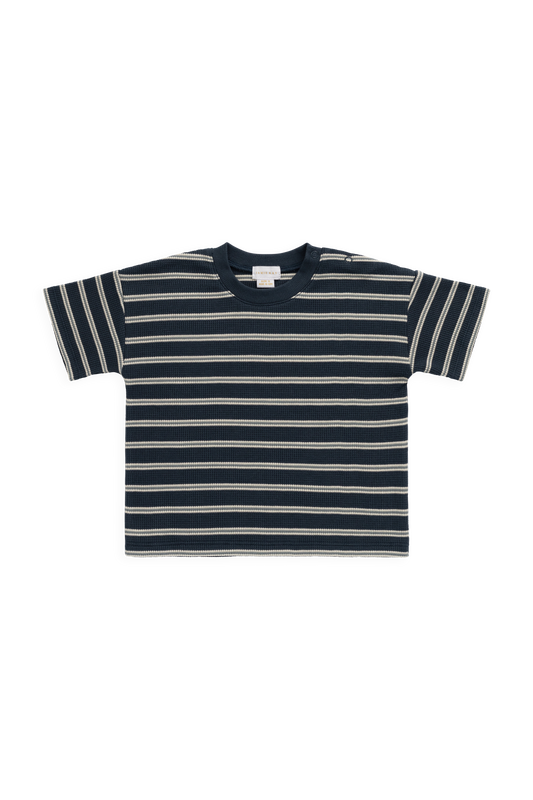 Organic Cotton Waffle Leith Tee - Dreamer Stripe Captain by Jamie Kay