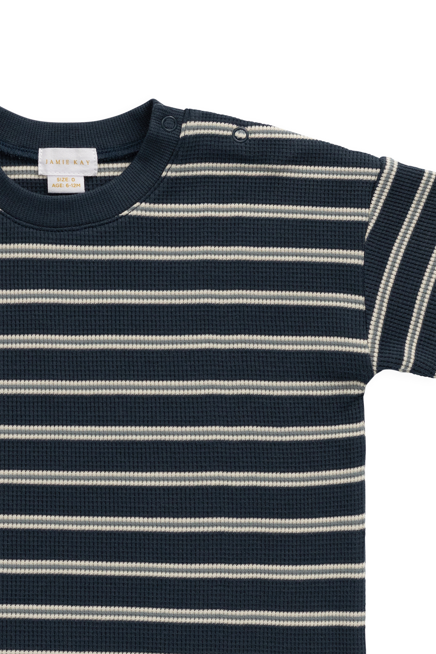 Organic Cotton Waffle Leith Tee - Dreamer Stripe Captain by Jamie Kay