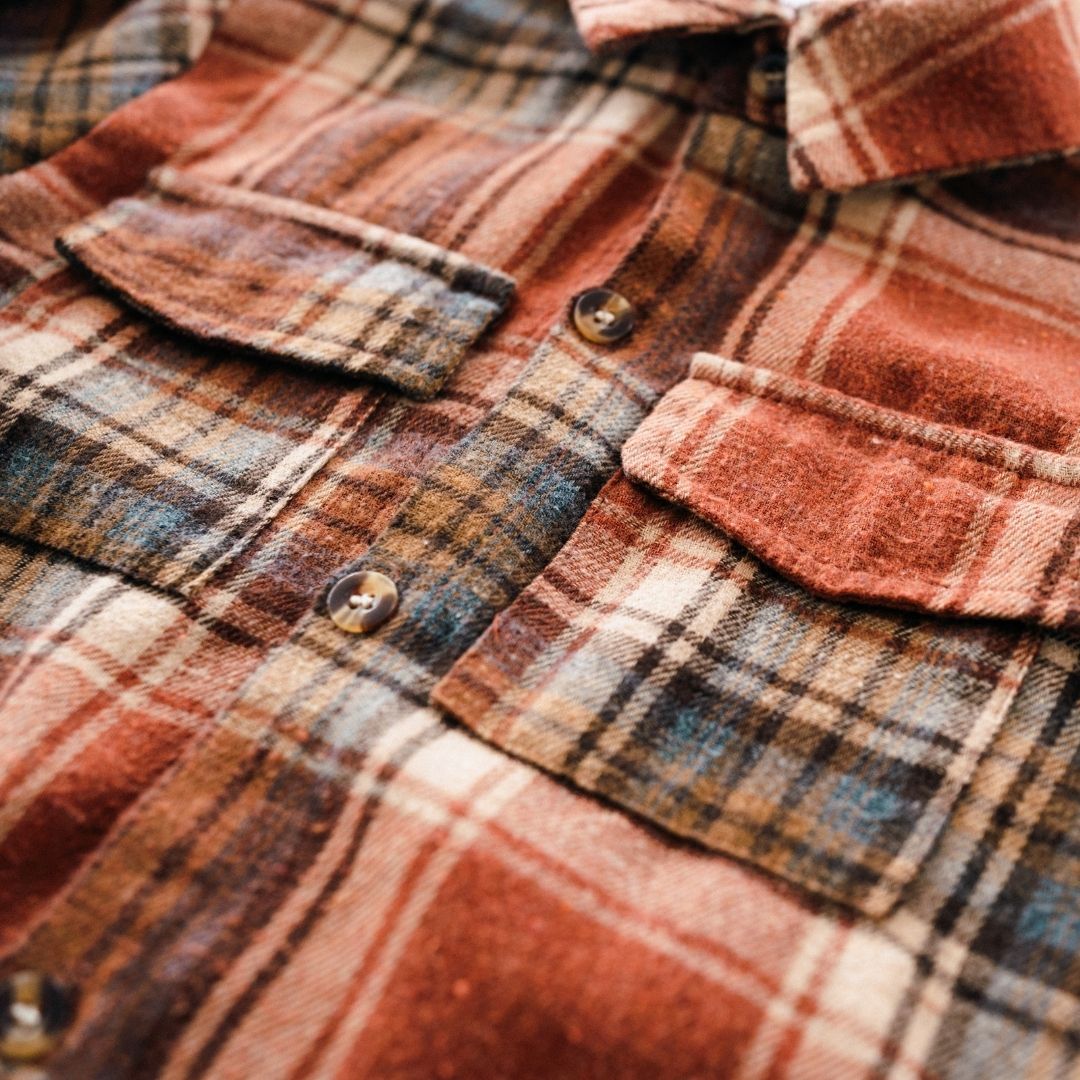 Lightweight Rust Plaid Flannel Shirt - Adult Unisex