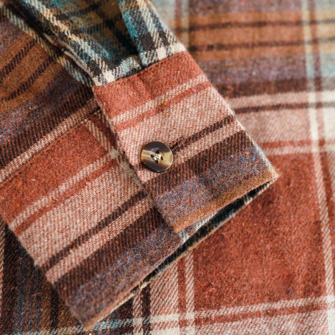 Lightweight Rust Plaid Flannel Shirt - Adult Unisex