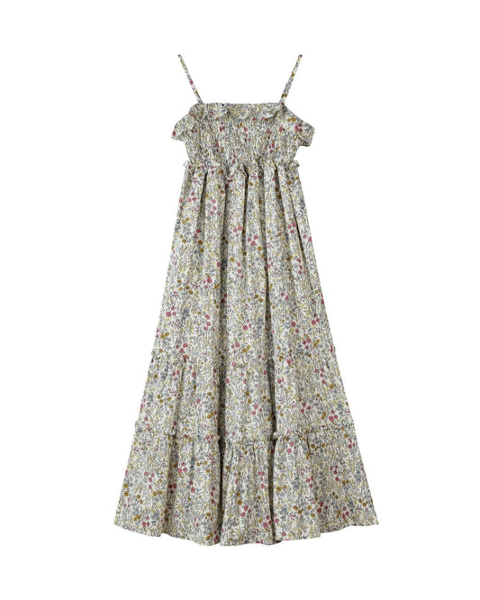 Floral dress with thin straps on a white background