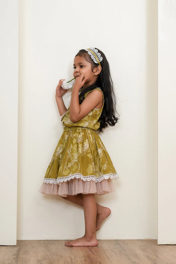 Green Kate Full Skirt & Top Set