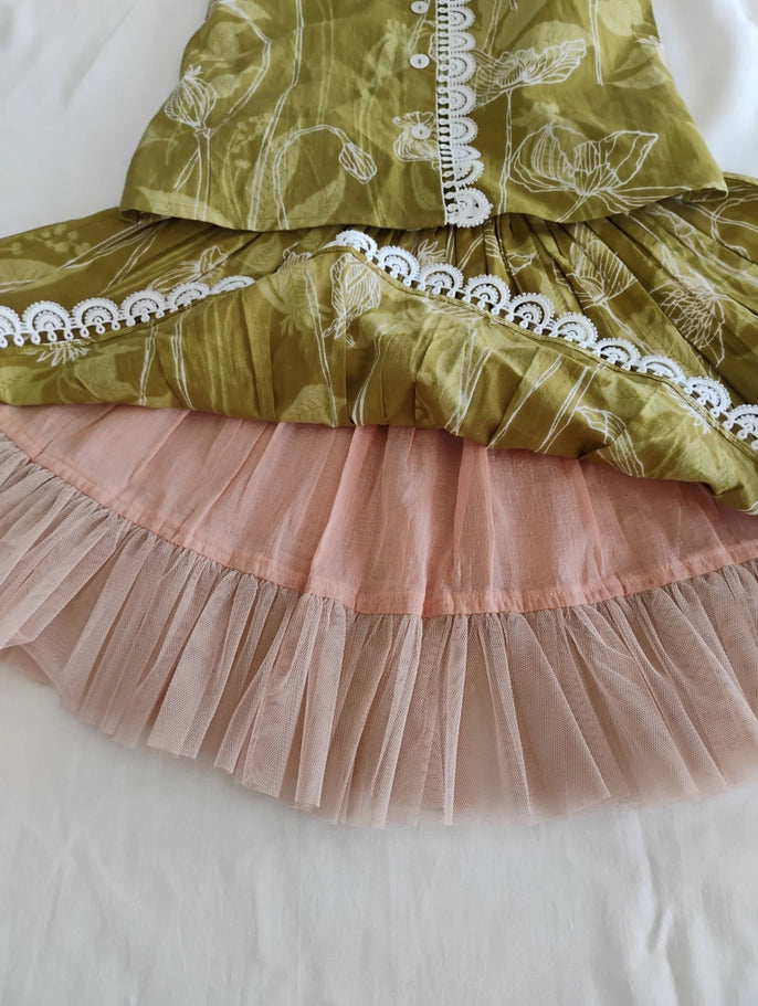 Green Kate Full Skirt & Top Set
