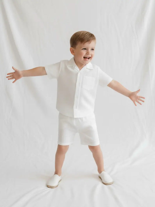 Cream Joey Shorts and Shirt Set Cream