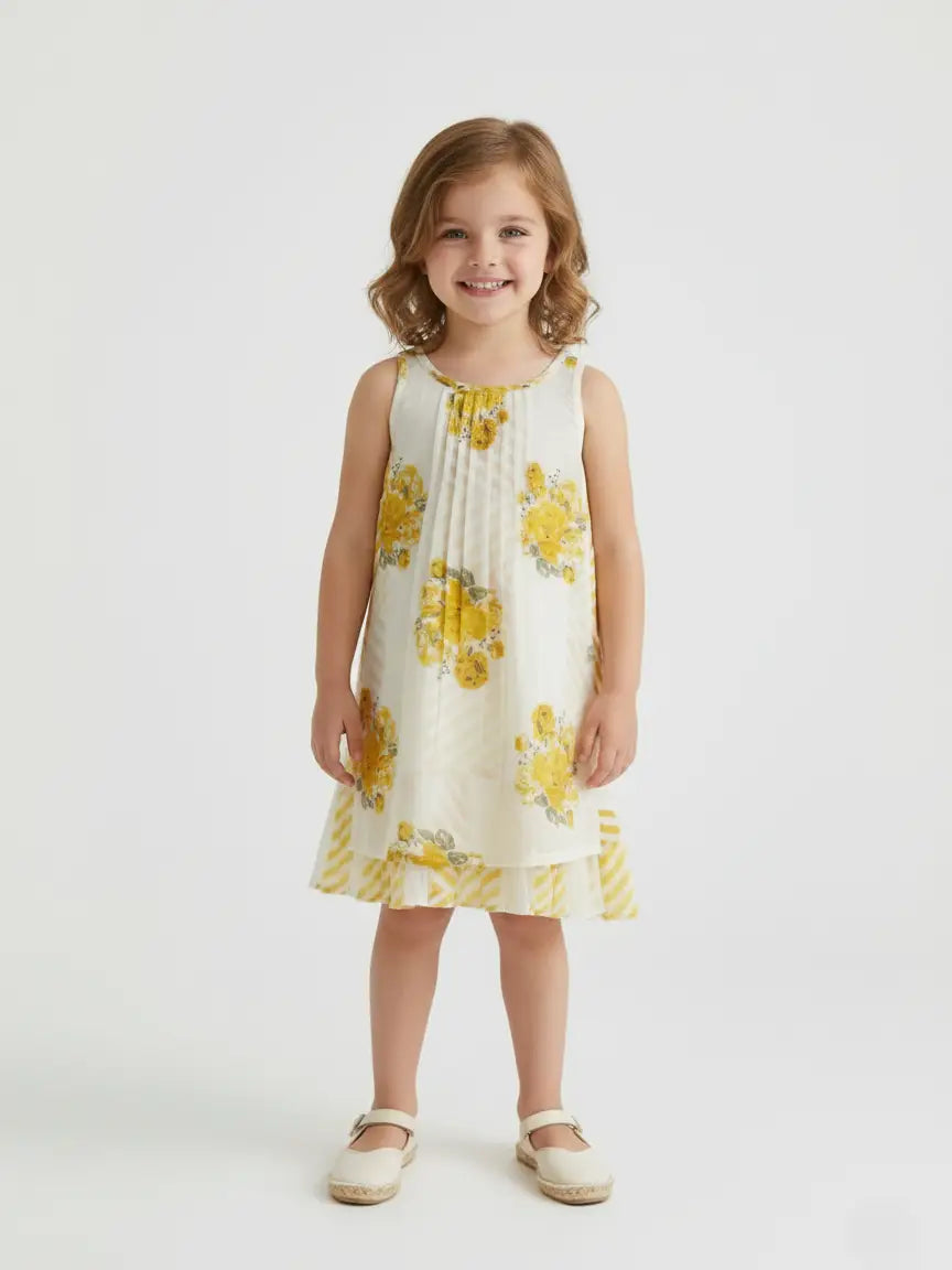 Yellow Floral Lana Layered Dress
