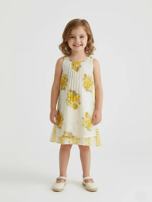 Yellow Floral Lana Layered Dress