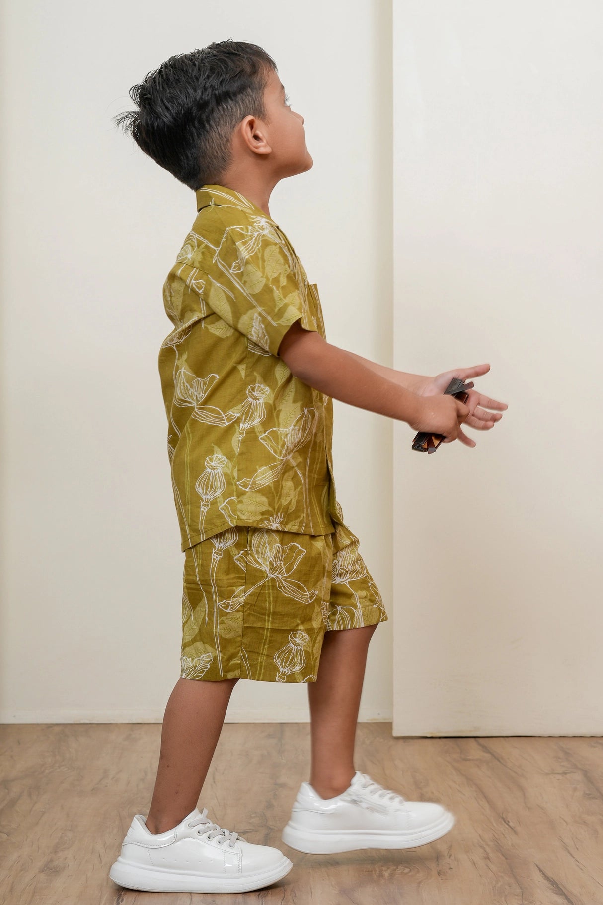 Green Floral Short and Shirt Gender Neutral Set