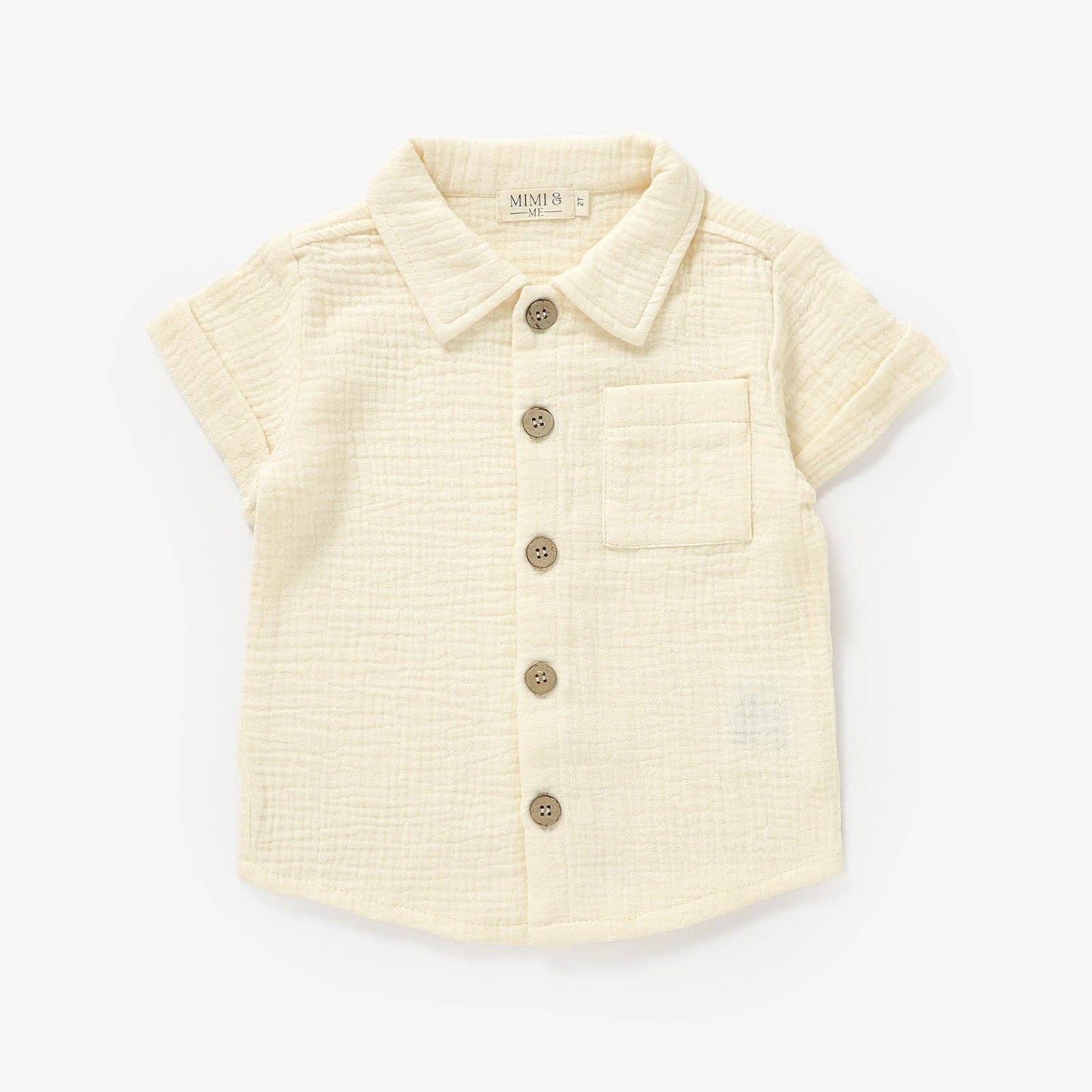 Organic short sleeve button up shirt in Cream