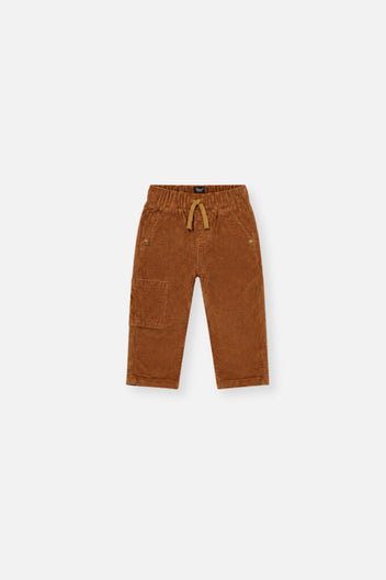 Stretch Corduroy Pants With Cargo Pocket Brown Sugar