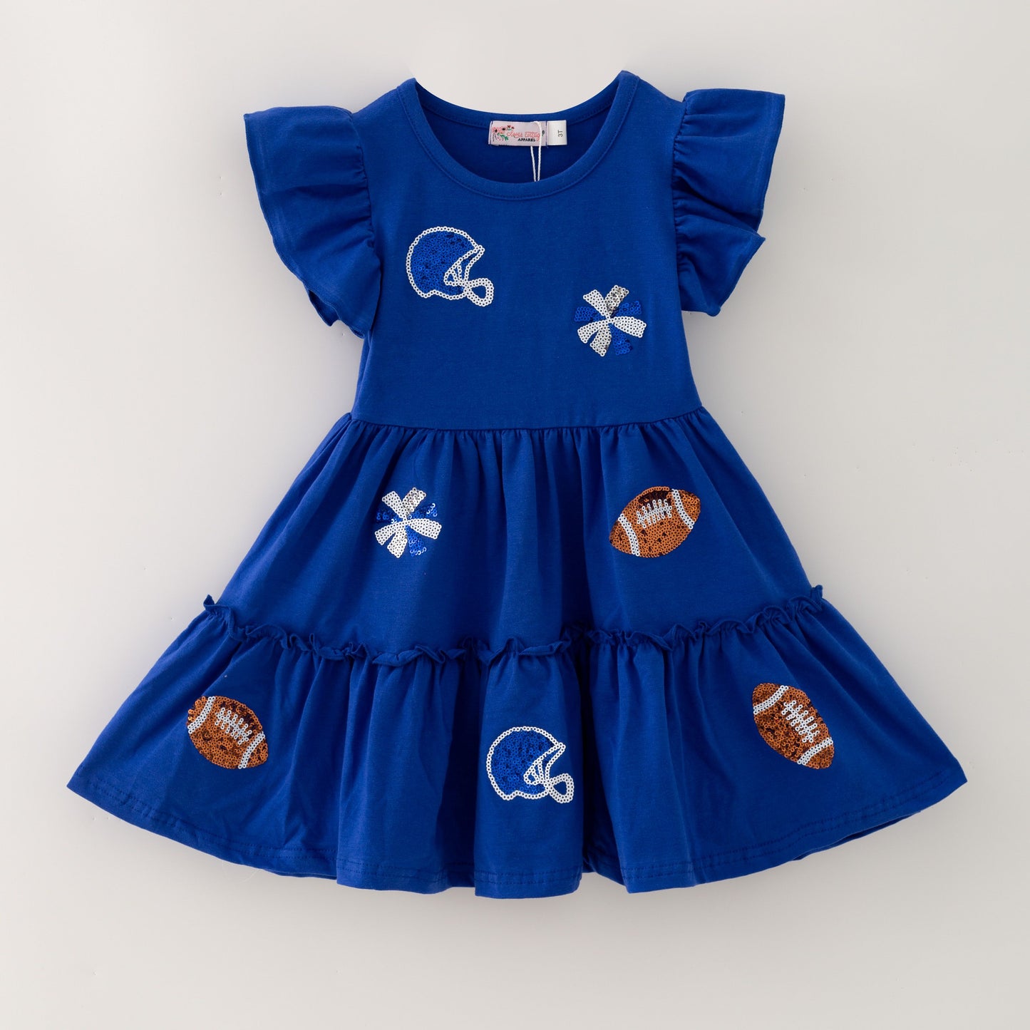 Blue Football Sequin Girls Dress