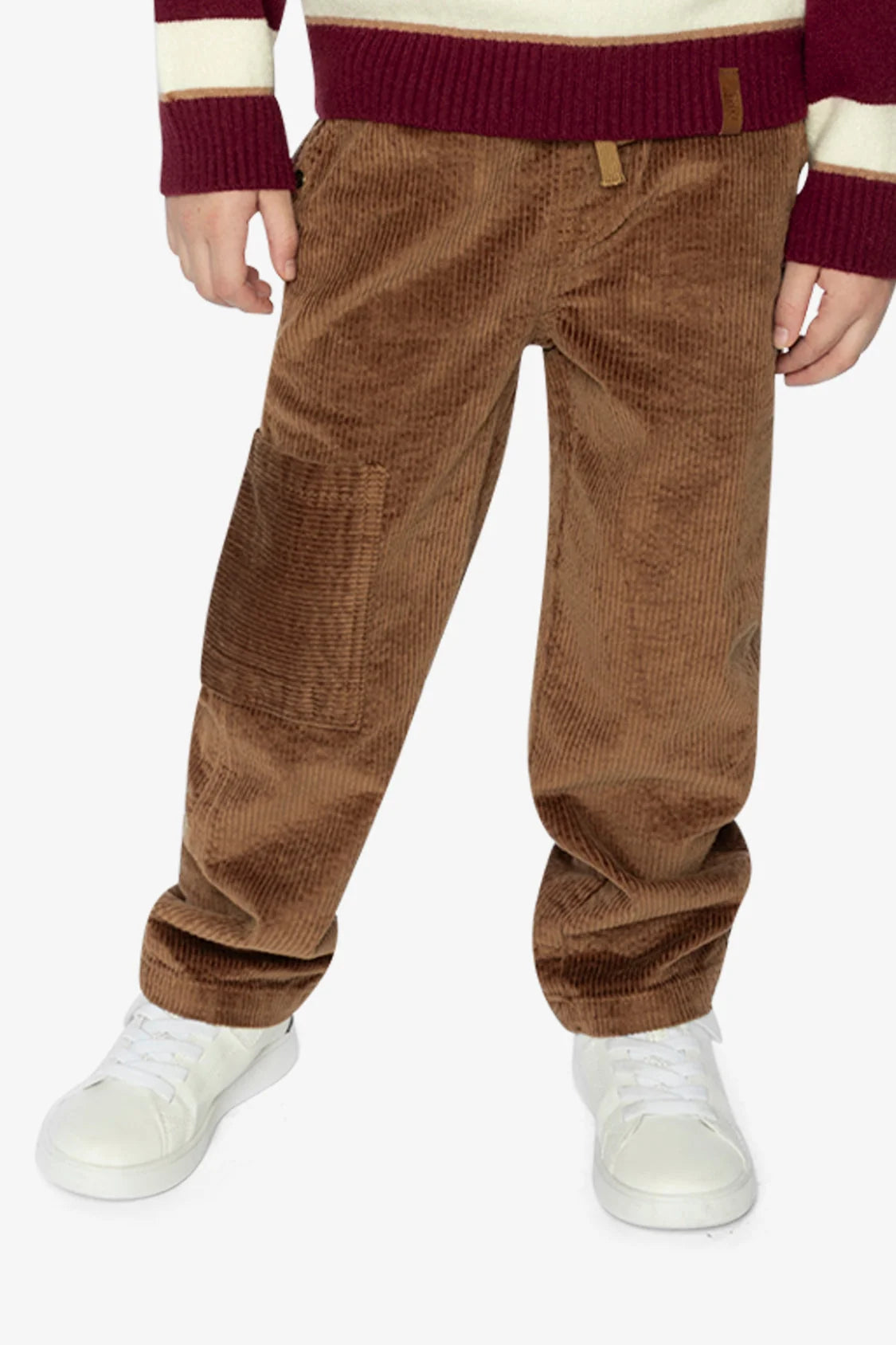 Stretch Corduroy Pants With Cargo Pocket Brown Sugar