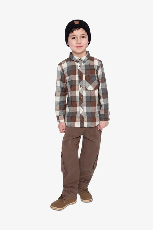 Twill Pants With Cargo Pockets Neutral Brown