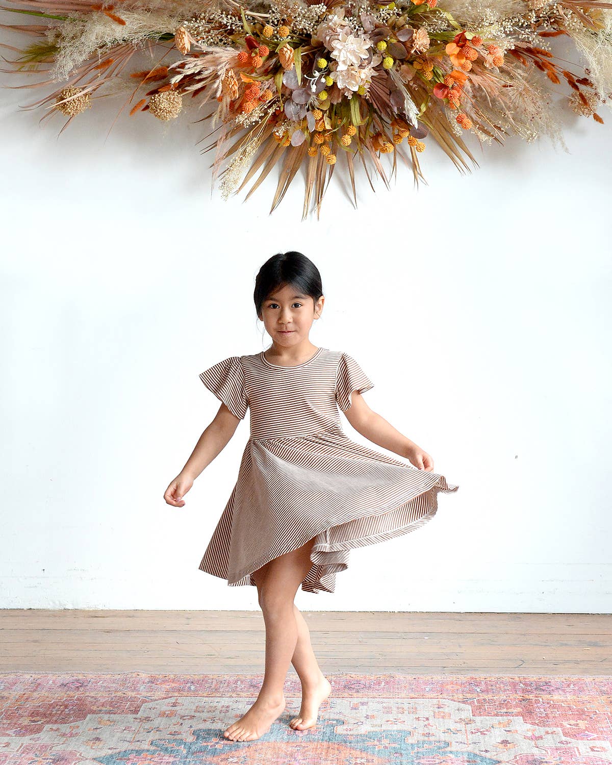 Toffee Stripe Twirl Dress
