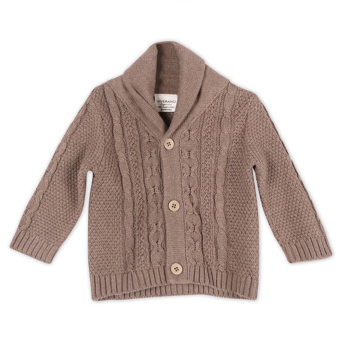 Shawl Collar Cable Knit Baby Cardigan Sweater (Organic)