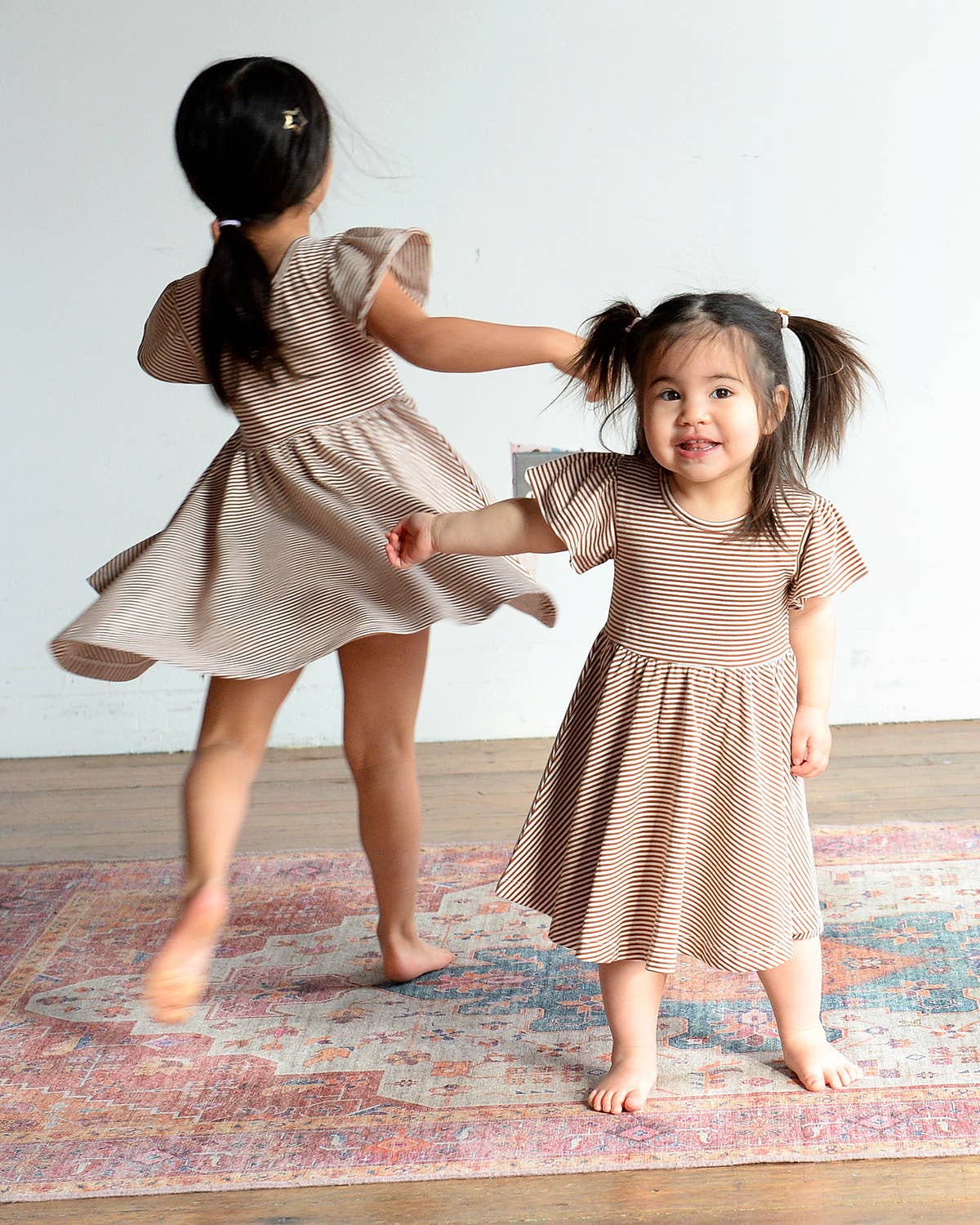 Toffee Stripe Twirl Dress