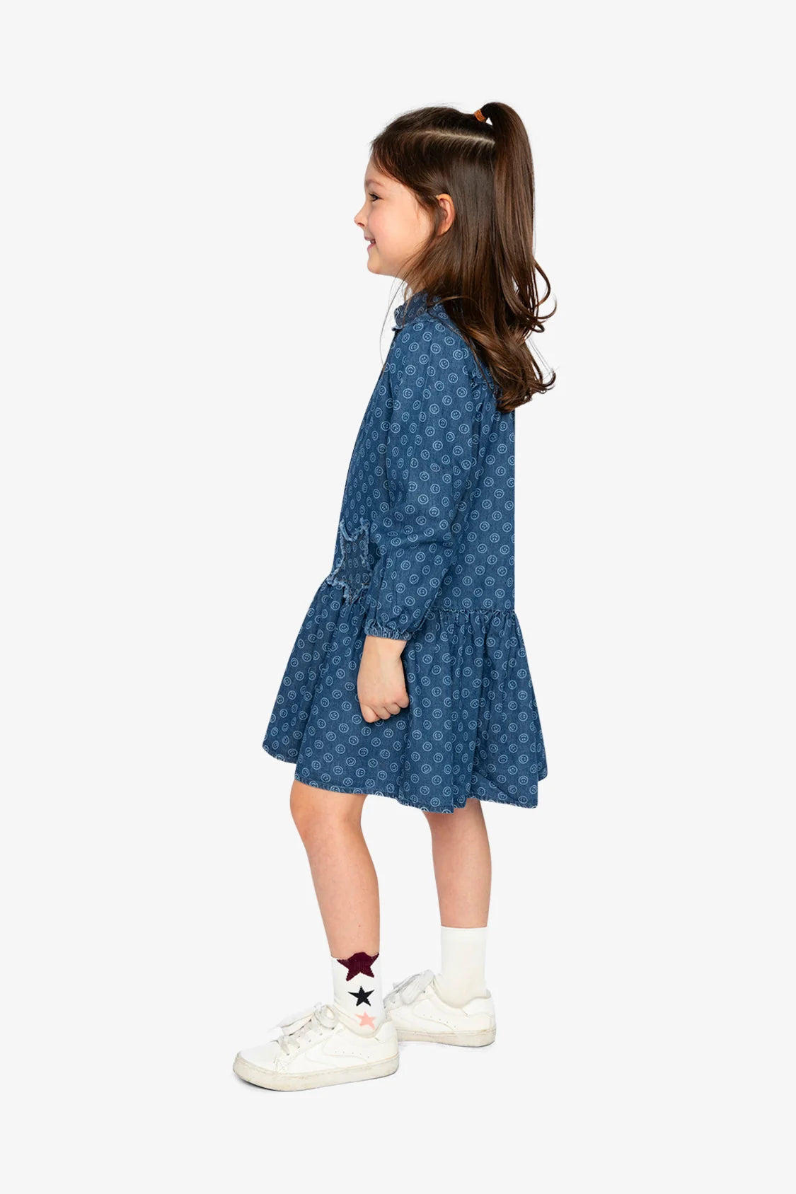 Shirt Dress Blue Smiley Print