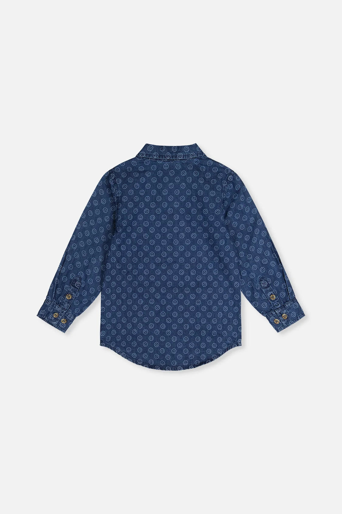 Chambray Shirt Blue Smiley Print