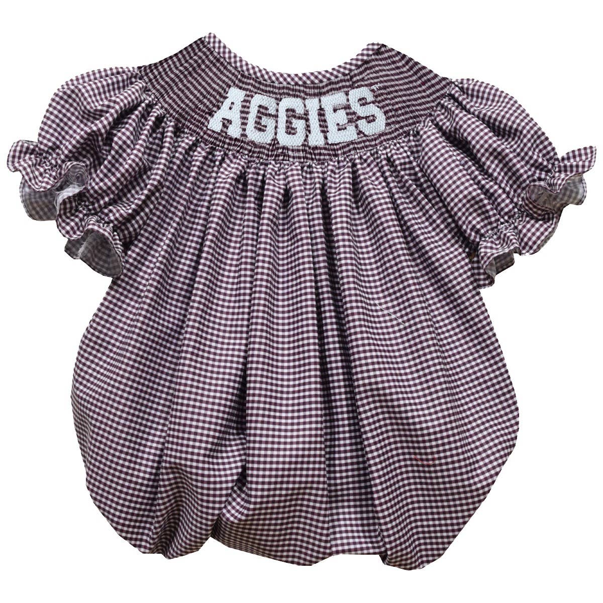 Texas AM Aggies Smocked Maroon Short Sleeve Girls Bubble