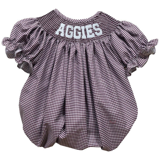 Texas AM Aggies Smocked Maroon Short Sleeve Girls Bubble