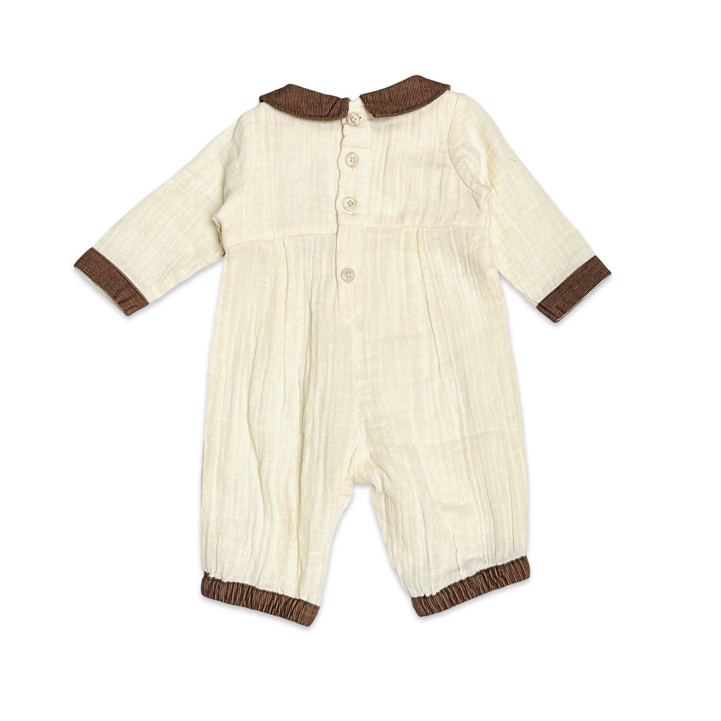 Embroidered Crinkled Muslin Baby Jumpsuit (Organic)