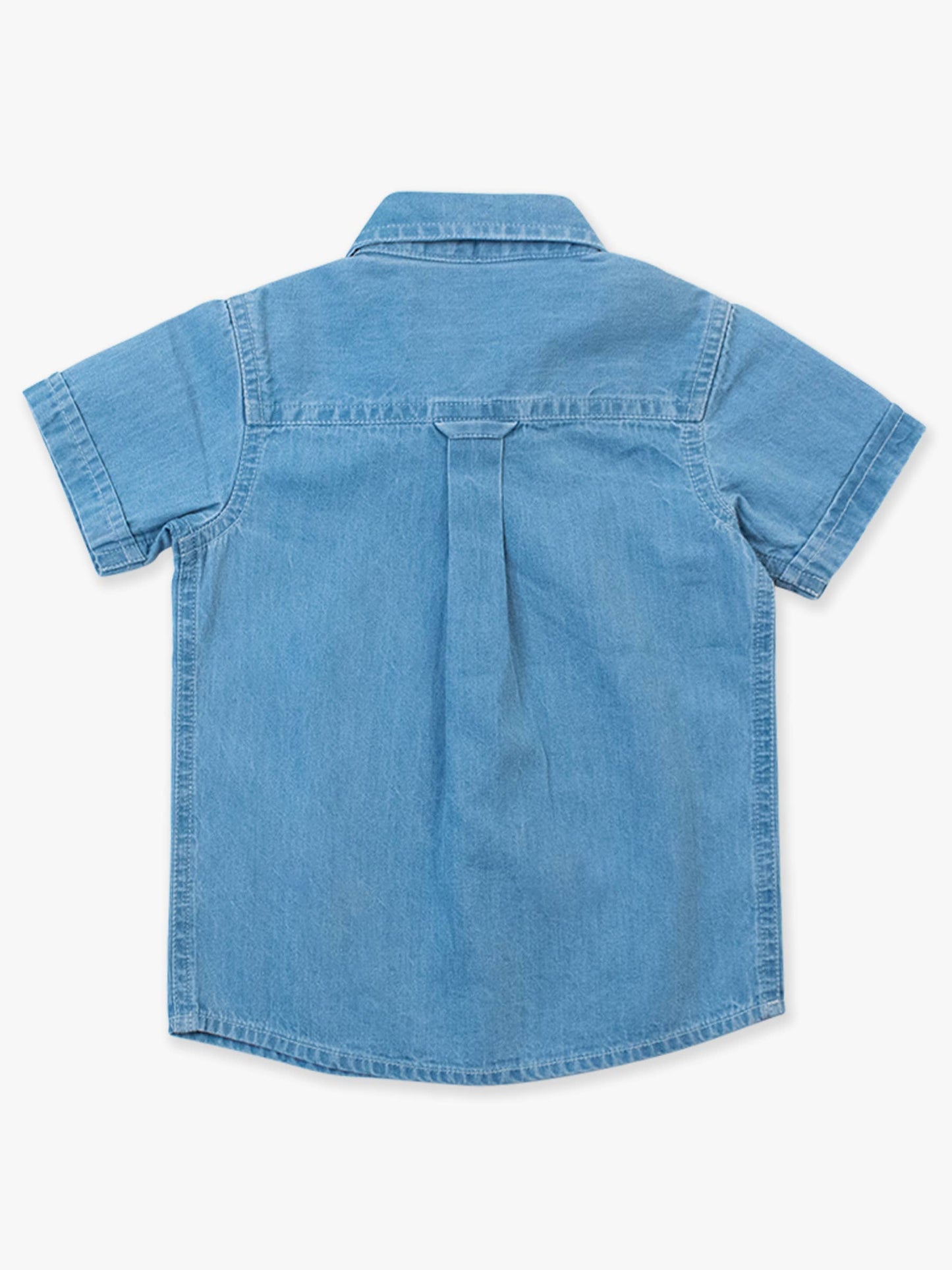 Boys Light Wash Denim Short Sleeve Button Down Shirt