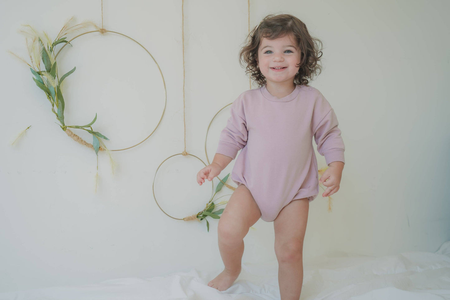 The Marley-Cornflower- long sleeve organic bubble romper