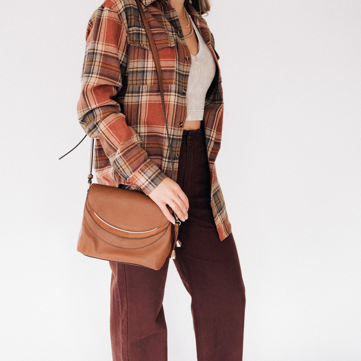 Lightweight Rust Plaid Flannel Shirt - Adult Unisex