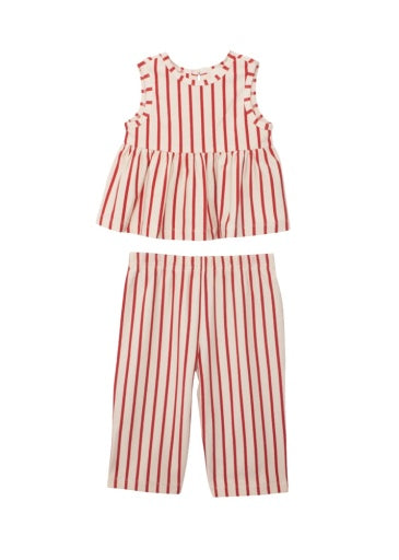 TERRACOTTA STRIPE SLEEVELESS TWO PIECE SET