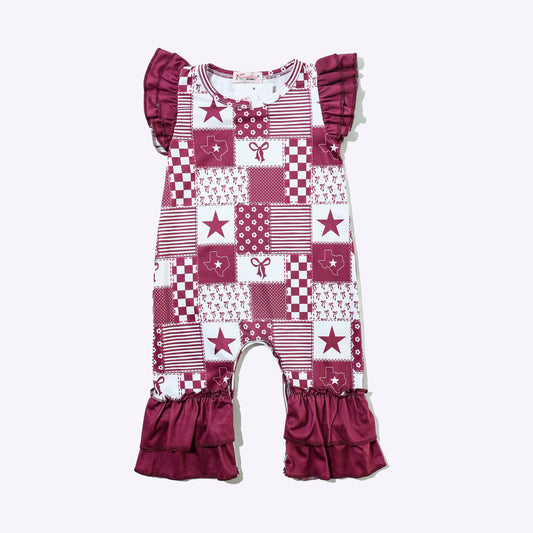 Texas Maroon Baby Romper
